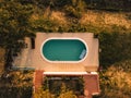 Aerial view of house backyard with swimming pool Royalty Free Stock Photo