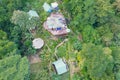 Aerial view of a house in the middle of the jungle Royalty Free Stock Photo