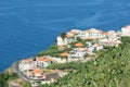 Aerial view of houses along coastline Madeira Island