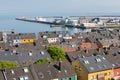 Aerial view at houses and harbor of German island Helgoland Royalty Free Stock Photo