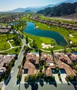 Aerial View of Houses and Lake at Golf Course Royalty Free Stock Photo