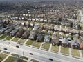 Aerial view of houses in a neighborhood in Cleveland Royalty Free Stock Photo