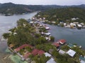 Aerial view of houses on stilts in the Oak Ridge area of Roatan, Honduras Royalty Free Stock Photo