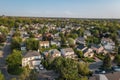 Aerial View of Houses and Streets in Beautiful Residential Neighbourhood During Summer, Montreal, Quebec, Canada Royalty Free Stock Photo