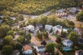 Aerial View of Houses and Streets in Beautiful Residential Neighbourhood During Summer, Montreal, Quebec, Canada Royalty Free Stock Photo