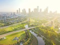 Aerial view Houston downtown and Fourth Ward district Royalty Free Stock Photo