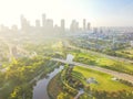 Aerial view Houston downtown and Fourth Ward district Royalty Free Stock Photo