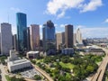 Aerial view Houston downtown and Gulf Freeway at daytime Royalty Free Stock Photo