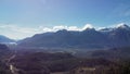 Aerial view of the Howe sounds on a sunny day, Squamish, British Columbia, Canada