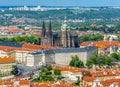 Aerial view of Hradcany castle with St. Vitus cathedral and old royal palace, Prague, Czech Republic Royalty Free Stock Photo