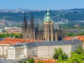 Aerial view of Hradcany castle with St. Vitus cathedral and old royal palace, Prague, Czech Republic Royalty Free Stock Photo