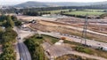 Aerial view of the HS2 Construction progress in Wendover Buckinghamshire, UK.