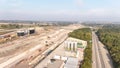 Aerial view of the HS2 Construction progress in Wendover Buckinghamshire, UK.