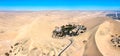 Aerial view of the Huacachina Oasis in Peru