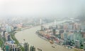 Aerial view of the Huangpu River in Shanghai Royalty Free Stock Photo