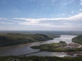 Aerial view of the Hudson River and the Bear mountain in New York State Royalty Free Stock Photo