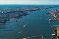 Aerial view of the Hudson River between NY and New Jersey Royalty Free Stock Photo