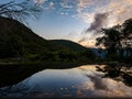 Aerial view of the Hudson River with Storm King Mountain in Upstate New York at sunrise Royalty Free Stock Photo