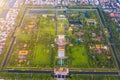 Aerial view of the Hue Citadel in Vietnam. Imperial Palace moat ,Emperor palace complex, Hue city, Vietnam