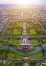 Aerial view of the Hue Citadel in Vietnam. Imperial Palace moat ,Emperor palace complex, Hue city, Vietnam