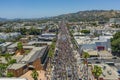 Aerial view of huge crowds on Sunset Boulevard during Black Lives Matter protests in Los Angeles