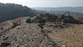 Aerial view, huge pile of garbage at the Piyungan landfill. Yogyakarta has an emergency waste management