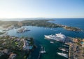 Aerial view huge yachts in Porto Cervo, Italy