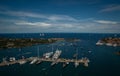 Aerial view huge yachts in Porto Cervo, Italy Royalty Free Stock Photo