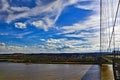 Aerial view of the Humberside estuary, from the Eastside pathway of the Humber Bridge, Hull, Humberside, Yorkshire. Royalty Free Stock Photo