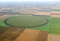 Aerial view of Hungarian cirkular fileds. Royalty Free Stock Photo