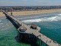 Aerial view of Huntington Pier, beach & coastline