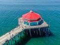 Aerial view of Huntington Pier and the Ruby`s Diner.