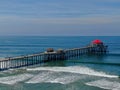 Aerial view of Huntington Pier and the Ruby`s Diner.