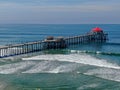 Aerial view of Huntington Pier and the Ruby`s Diner.