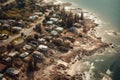 Aerial view of hurricane sandy devastated area. Generative Ai