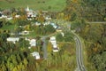 Aerial view of Hyde Park, VT on Scenic Route 100 in Autumn Royalty Free Stock Photo