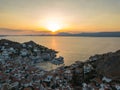 Aerial view of Hydra island and marina. Greece in the summer Royalty Free Stock Photo