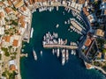 Aerial view of Hydra island and marina. Greece in the summer Royalty Free Stock Photo