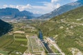 Aerial view on hydroelectric generating station