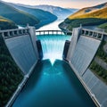Aerial view of hydroelectric power