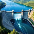 Aerial view of hydroelectric power