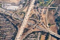 Aerial view of freeway interchange