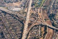 Aerial view of freeway interchange in Southern California USA