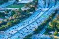 Aerial view of I-95 interstate with sunset traffic, Miami, Florida