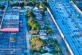 Aerial view of I-95 interstate with sunset traffic, Miami, Florida