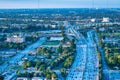 Aerial view of I-95 interstate with sunset traffic, Miami, Florida