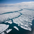 Aerial view of the ice floes in arctic ocean.