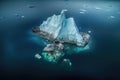 aerial view of iceberg showing hidden depths below surface