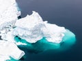 Aerial view of the icebergs on arctic ocean at Greenland Royalty Free Stock Photo