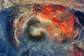 Aerial view on the Iceland. Aerial landscape above volcanos valley. Icelandic landscape from air. Famous place.